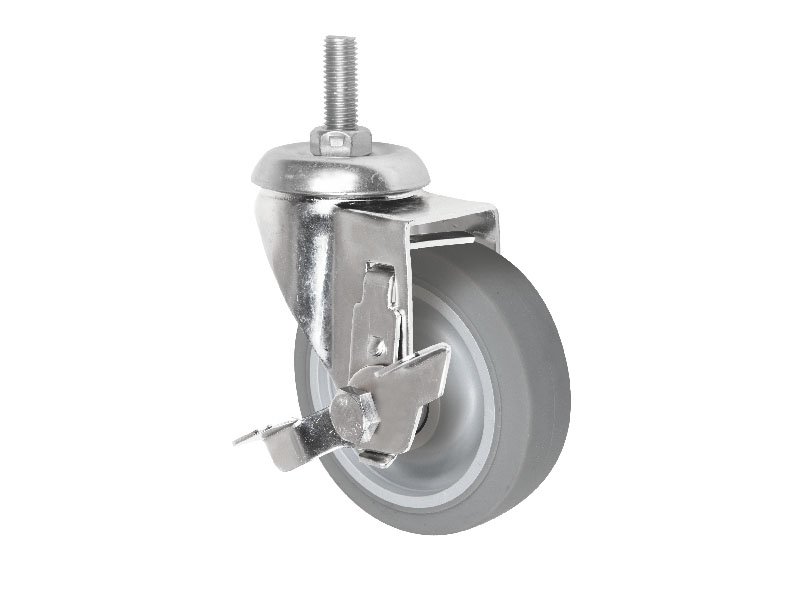 threaded stem casters with side brake