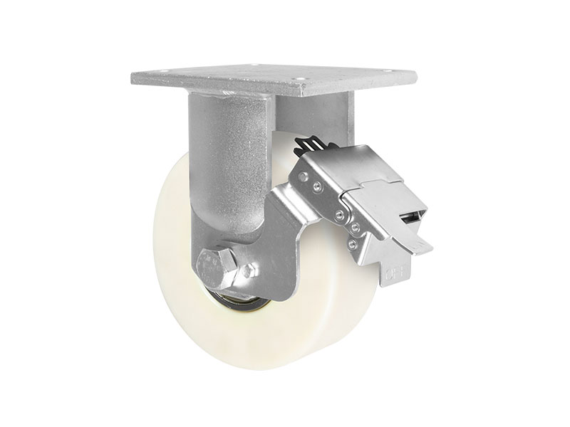 Rigid caster with metal total brake