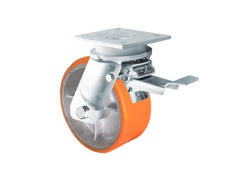 Swivel caster with metal total brake