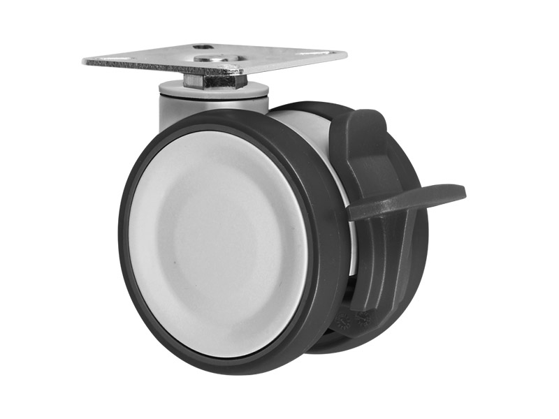 Swivel caster with kick pedal total brake