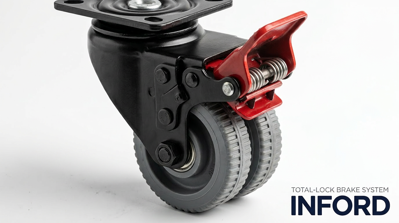 Scaffolding Caster Total Lock Brake Mechanism Close Up