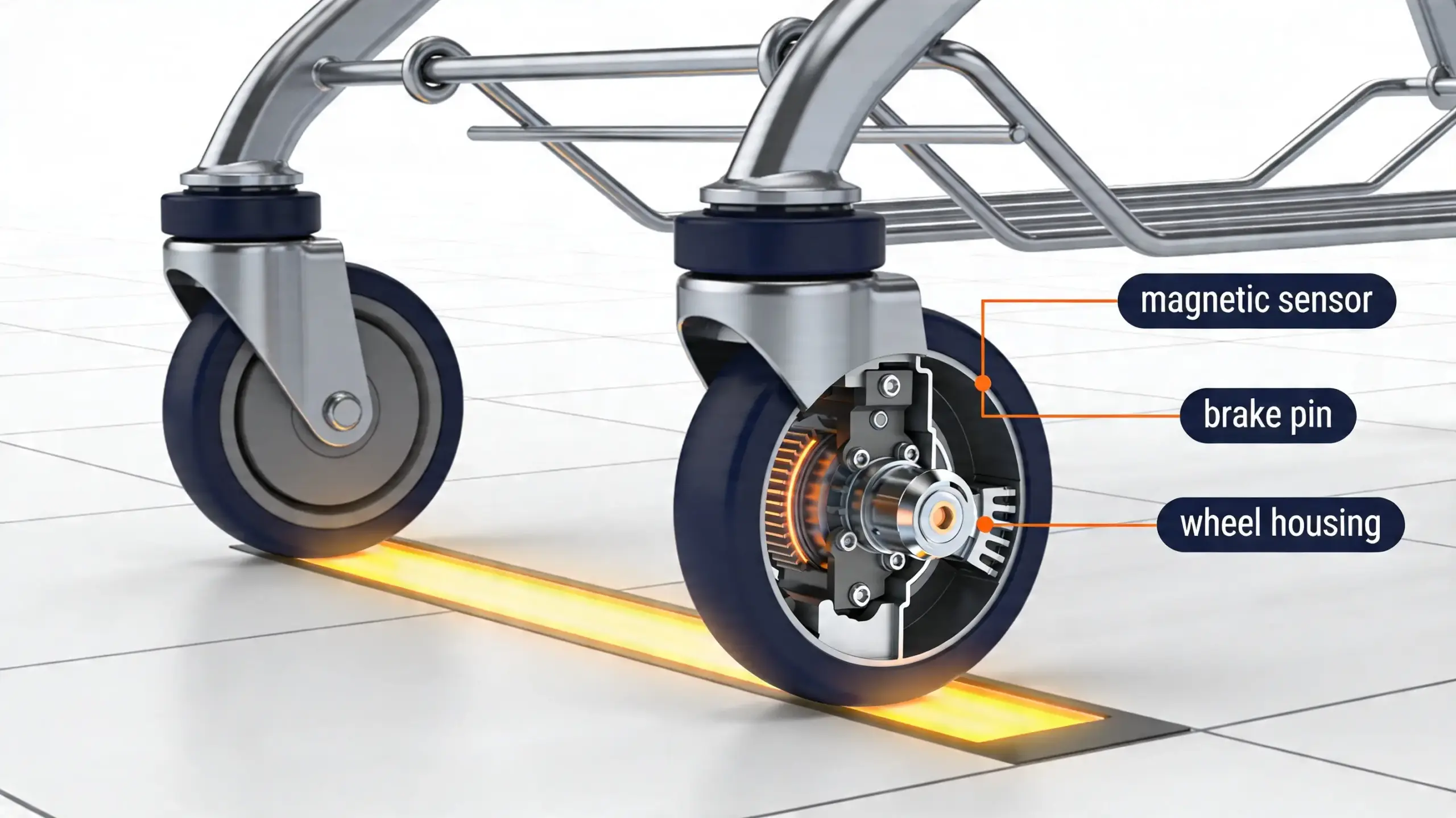 Anti Theft Locking Cart Wheels
