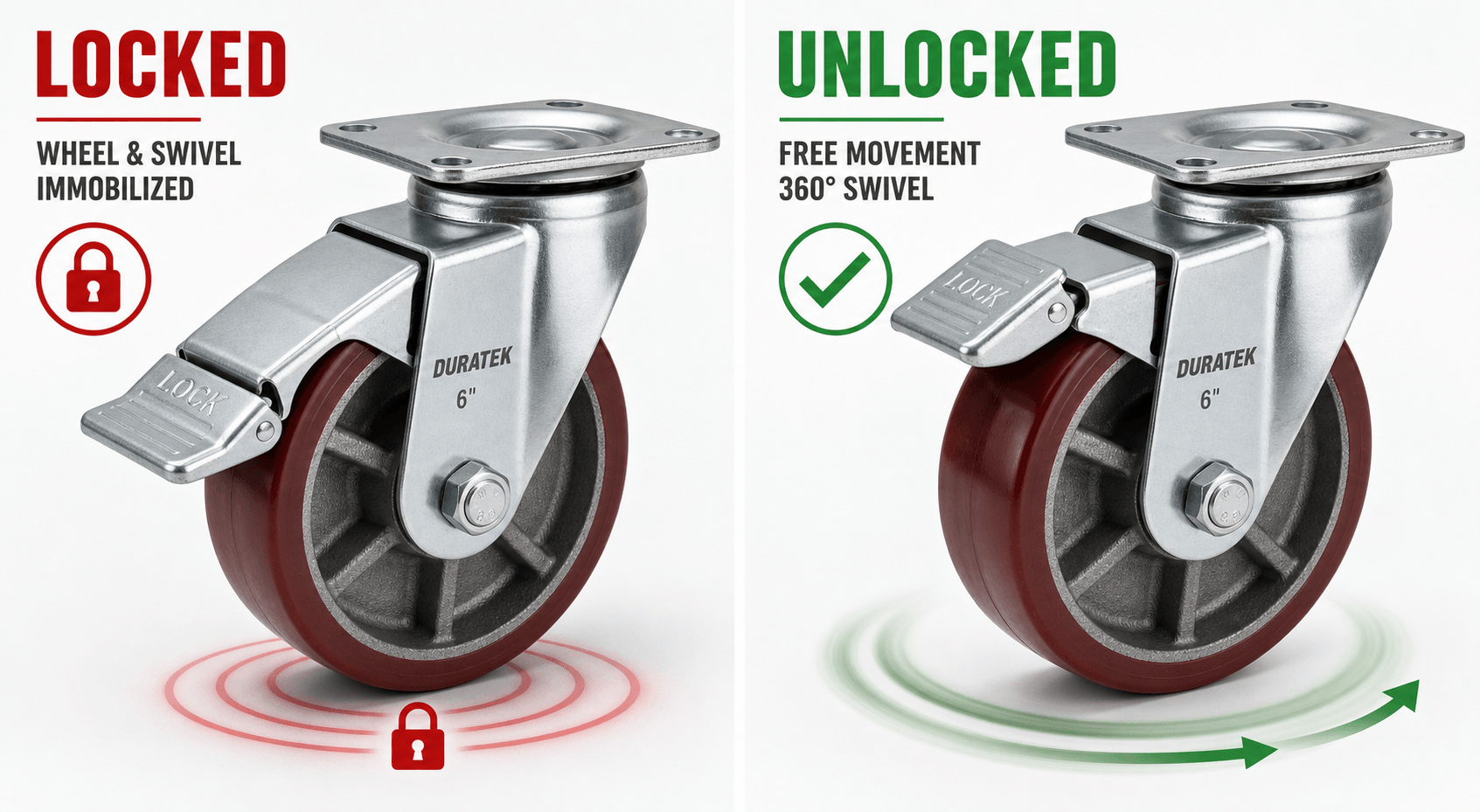 Caster Wheel Locked Vs Unlocked Position Demonstration