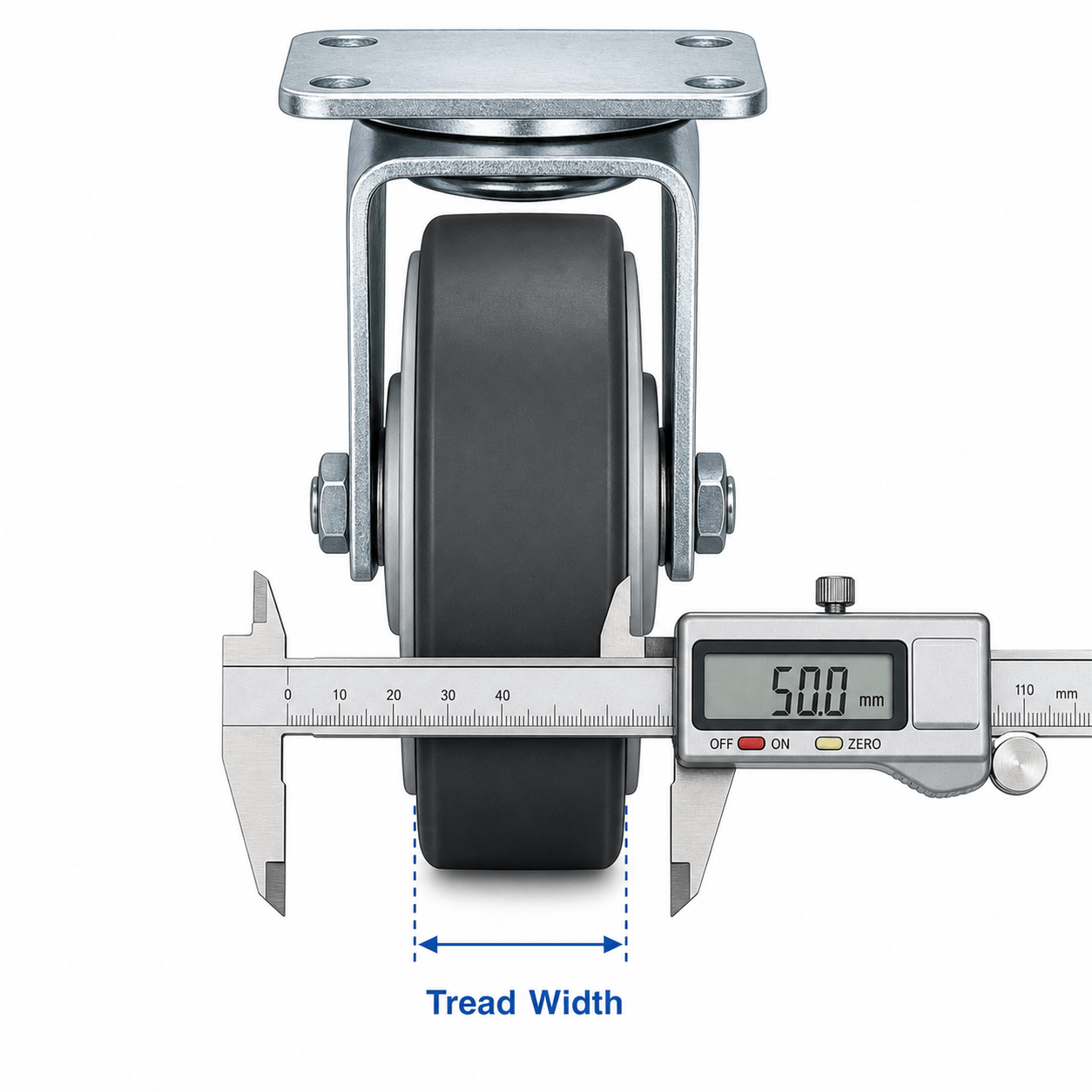 Measuring Caster Wheel Tread Width Front View Measuring Caster Wheel Tread Width Front View