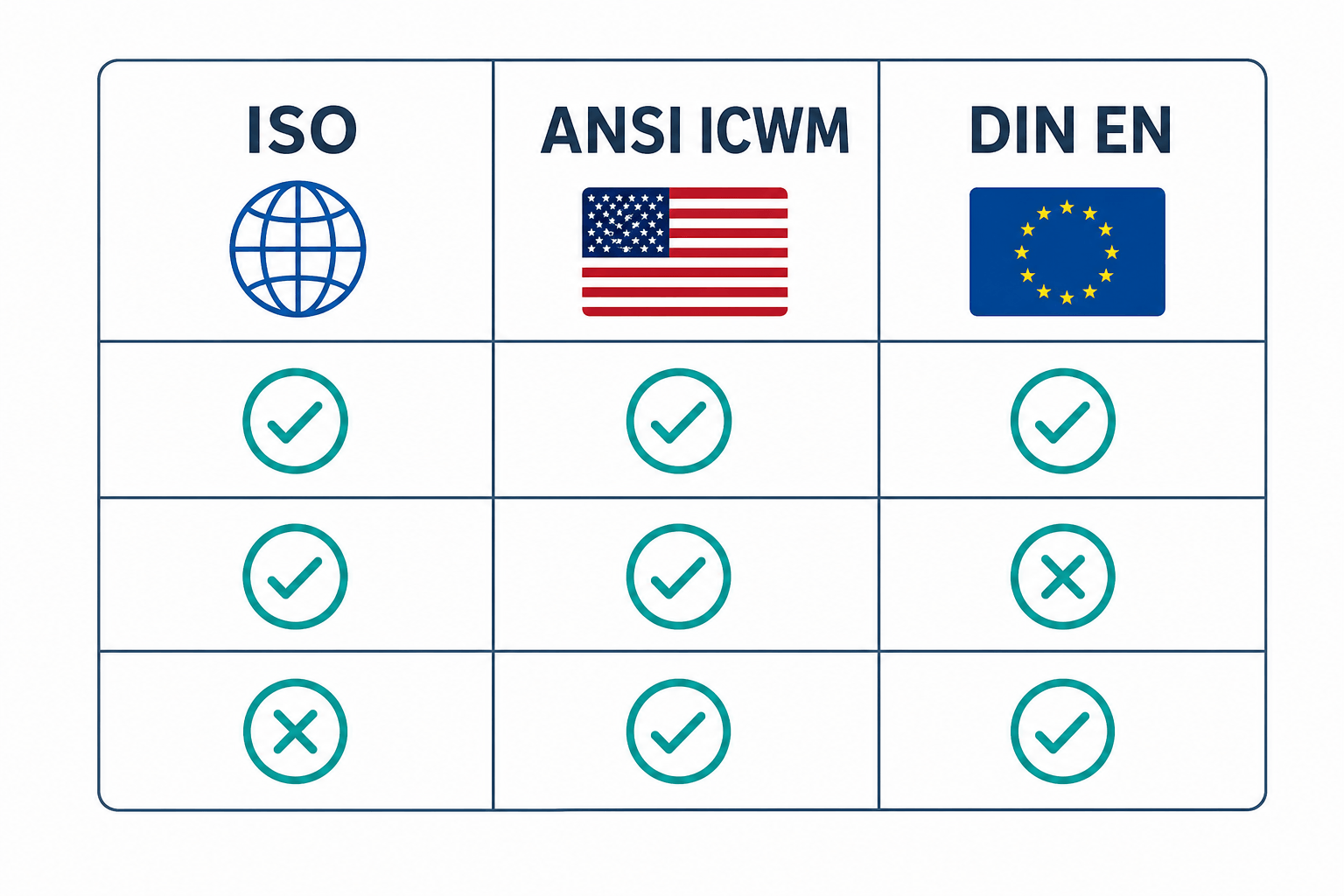 iso ansi din comparison chart