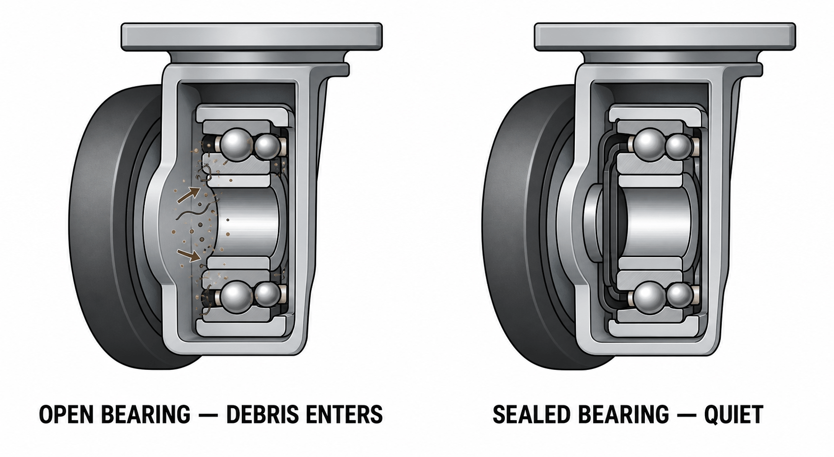sealed bearing noise reduction